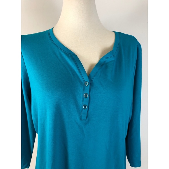 KAREN SCOTT PLUS SIZE LONG SLEEVE BLUE SHIRT - Picture 2 of 5
